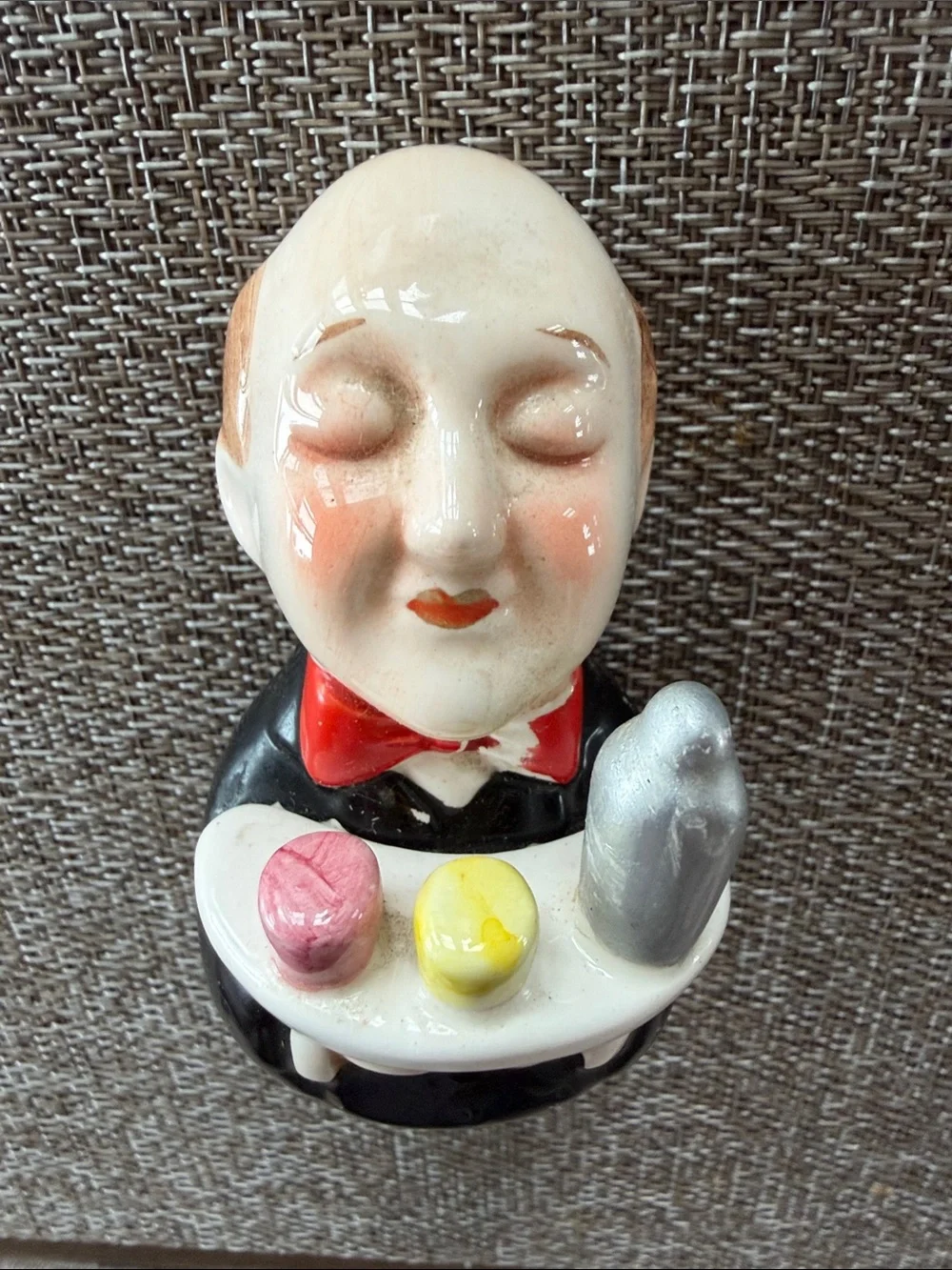 Vintage 1980's Ceramic Butler Bottle Stopper Charming!